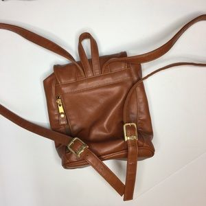 Brown Faux Leather Small Backpack - Mondani NY